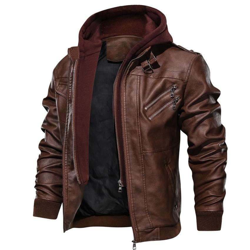 NORBERTUS I LEDERJACKE MIT KAPUZE