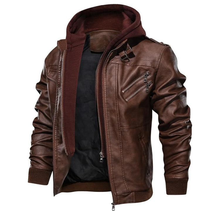 NORBERTUS I LEDERJACKE MIT KAPUZE