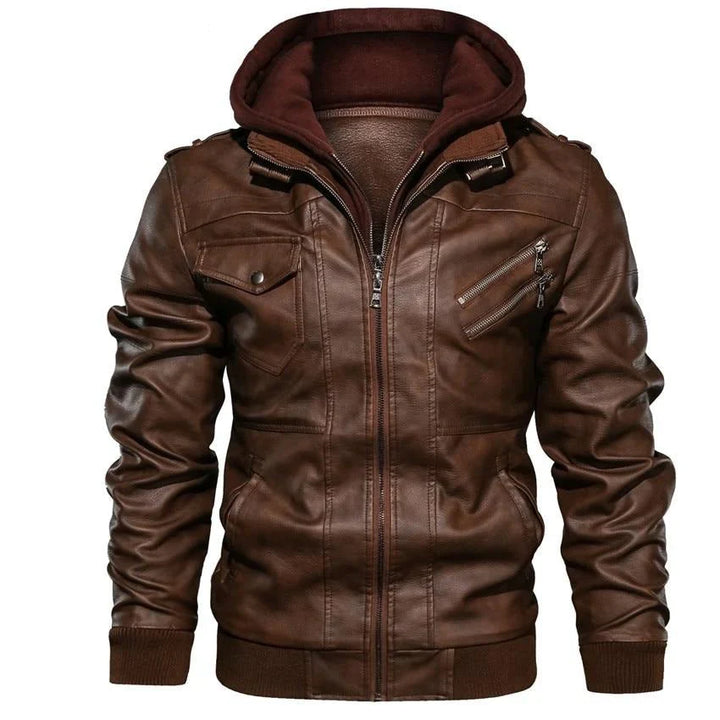 NORBERTUS I LEDERJACKE MIT KAPUZE