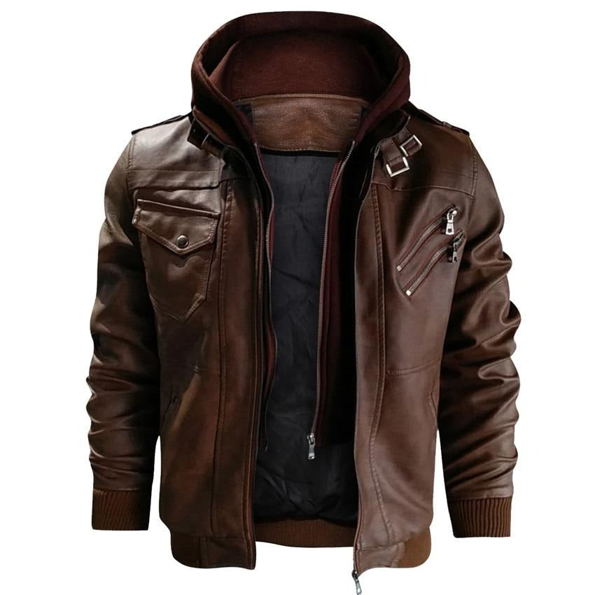 NORBERTUS I LEDERJACKE MIT KAPUZE