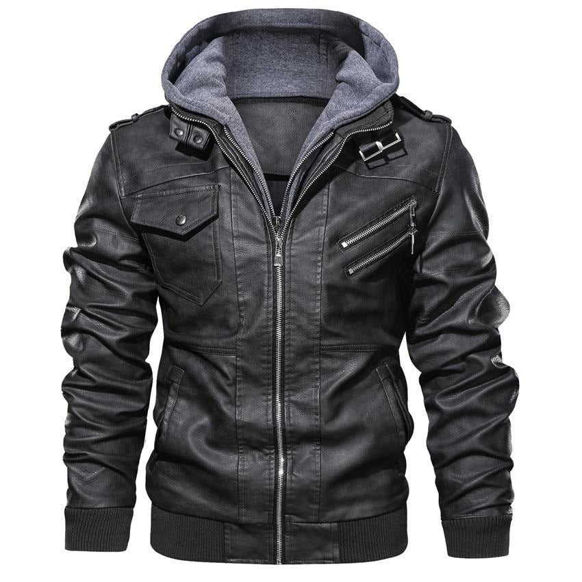 NORBERTUS I LEDERJACKE MIT KAPUZE