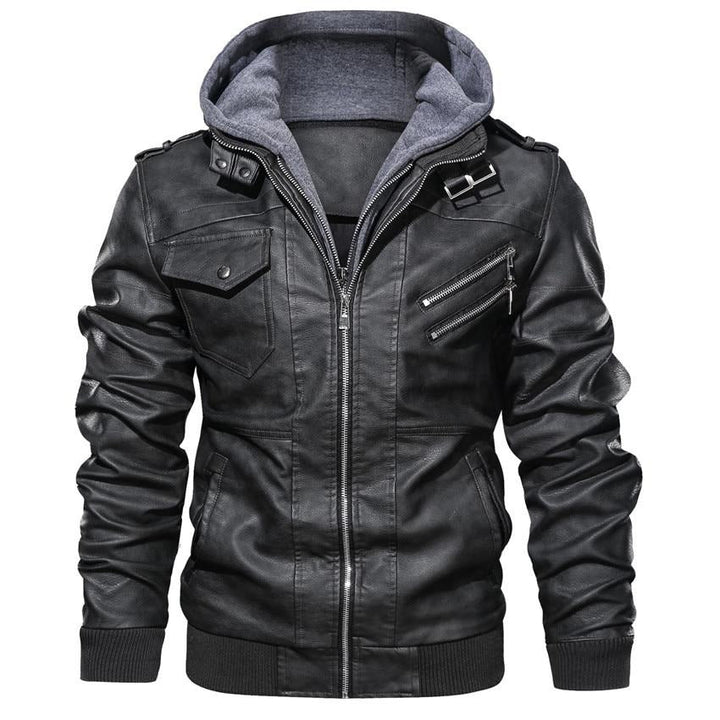 NORBERTUS I LEDERJACKE MIT KAPUZE