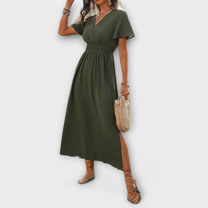 Heather - Elegantes Boho Kleid mit V-Ausschnitt und langen Ärmeln