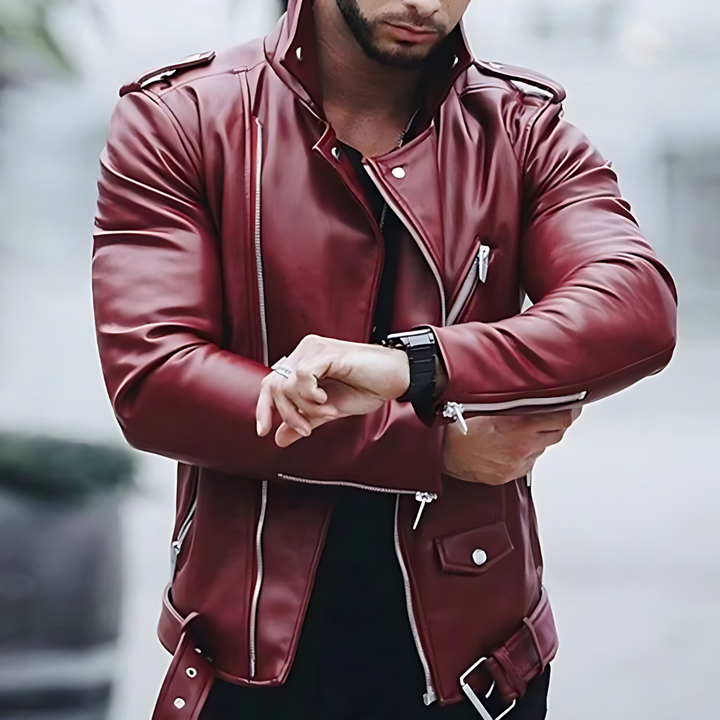 GUNTRAM I LEDERJACKE MIT GÜRTEL