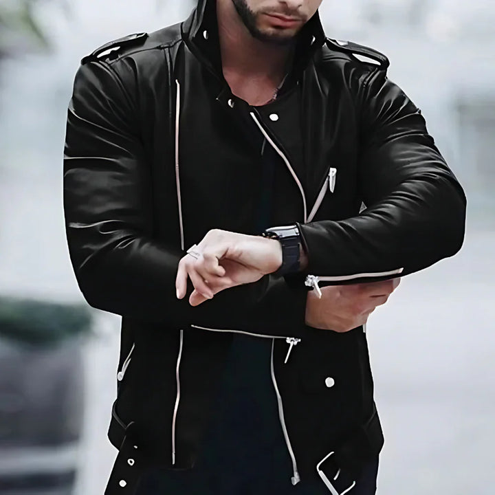 GUNTRAM I LEDERJACKE MIT GÜRTEL
